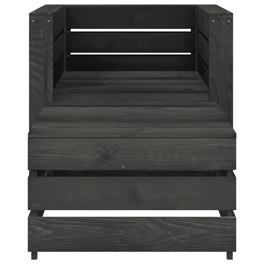 2 pcs conjunto lounge jardim em paletes pinho impregnado cinza