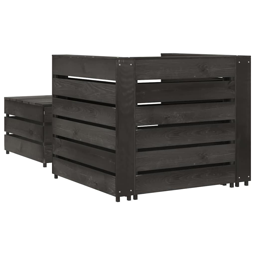 2 pcs conjunto lounge jardim em paletes pinho impregnado cinza