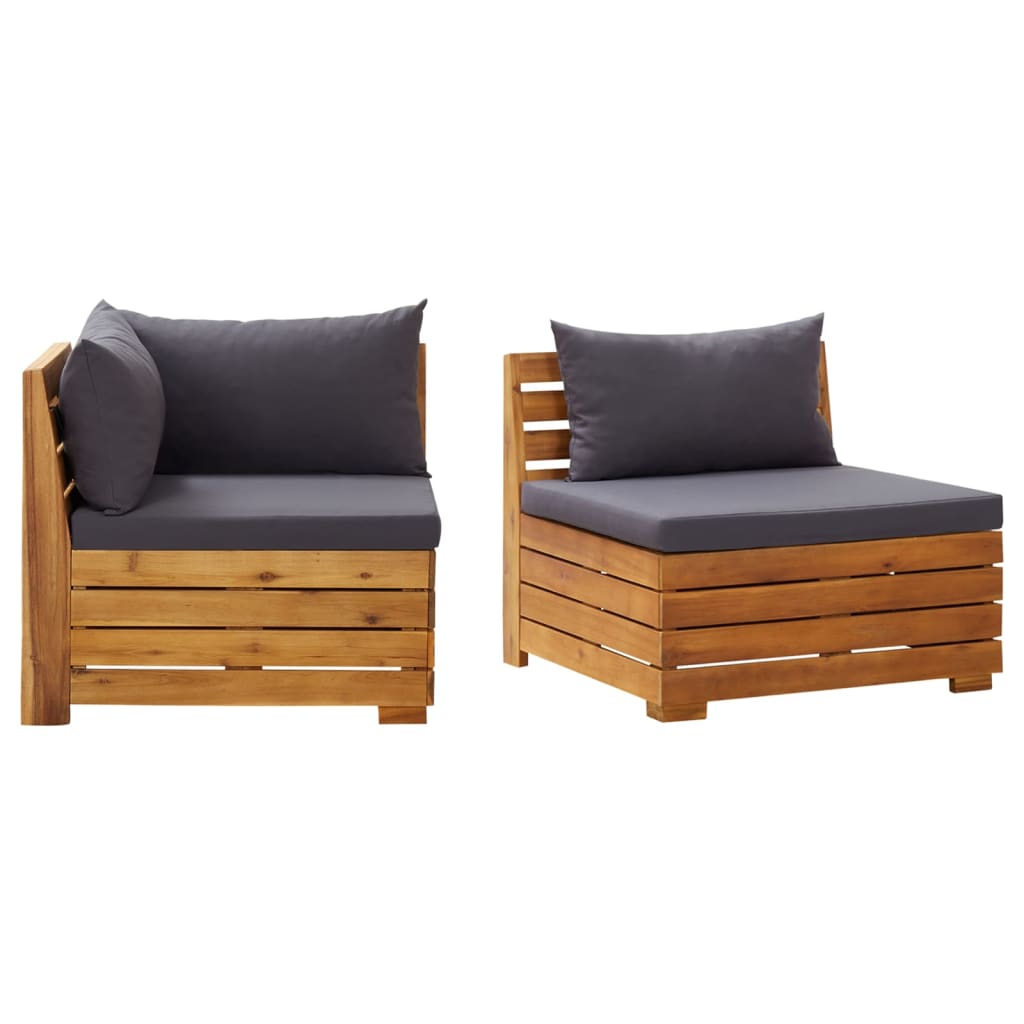 2 pcs conjunto lounge de jardim c/ almofadões acácia maciça