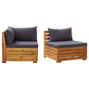 2 pcs conjunto lounge de jardim c/ almofadões acácia maciça