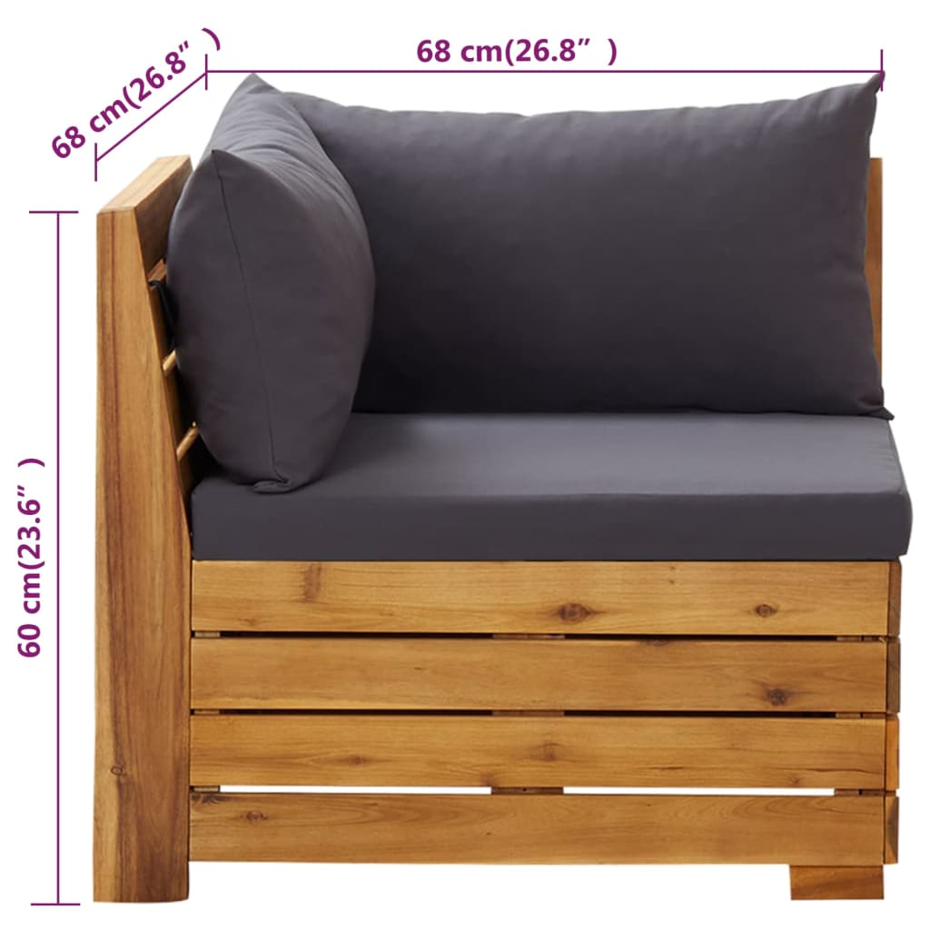 2 pcs conjunto lounge de jardim c/ almofadões acácia maciça