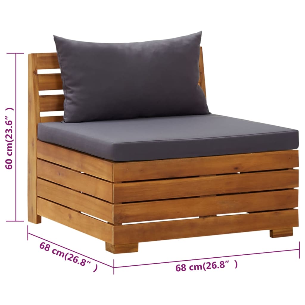 2 pcs conjunto lounge de jardim c/ almofadões acácia maciça