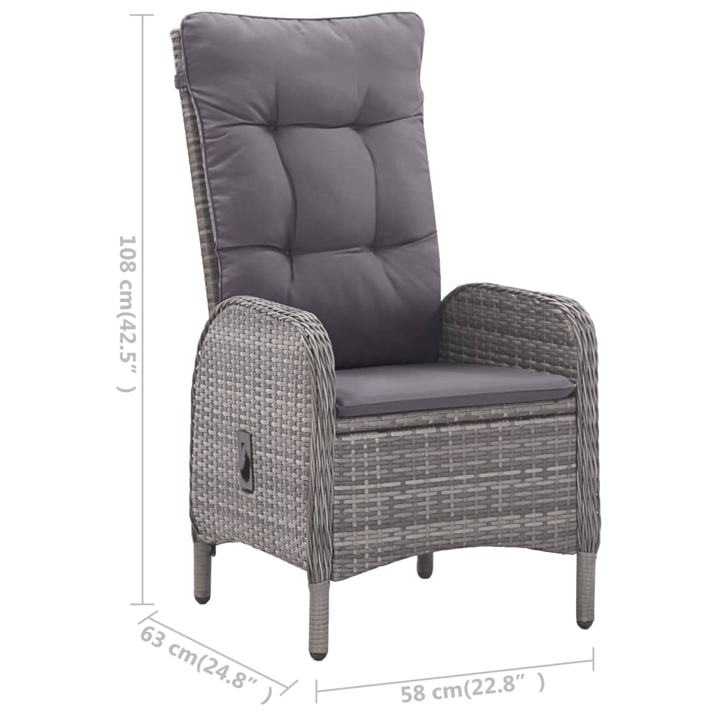 3 pcs conjunto de jantar para jardim cinzento