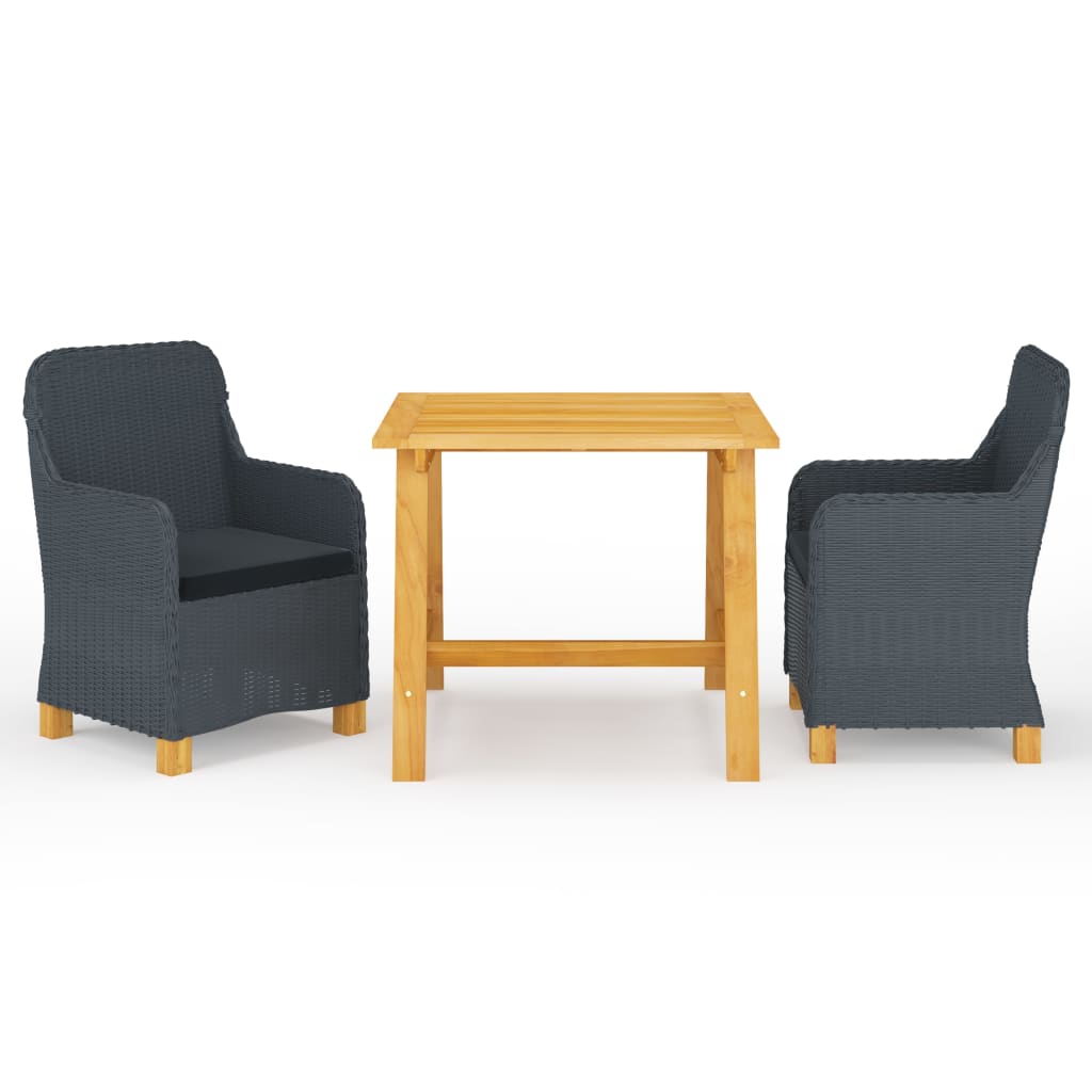 7 pcs conjunto de jantar para jardim cinzento-escuro