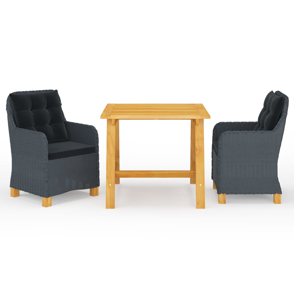 7 pcs conjunto de jantar para jardim cinzento-escuro