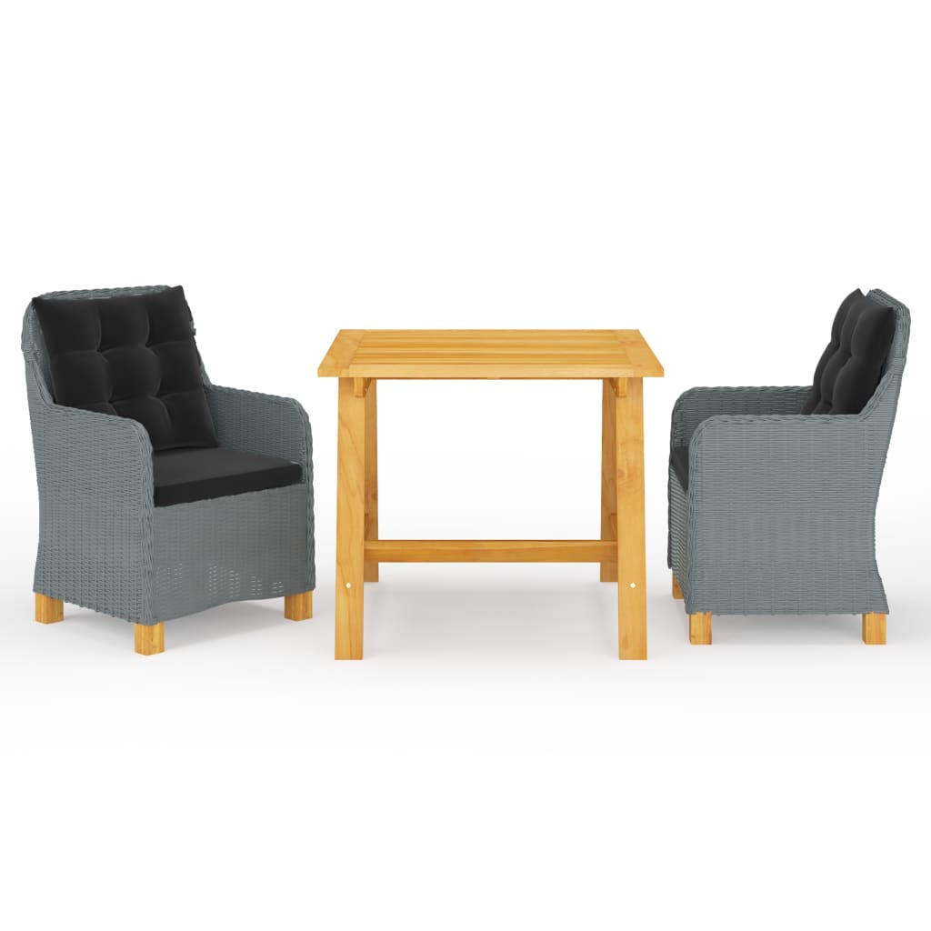 7 pcs conjunto de jantar para jardim cinzento-escuro