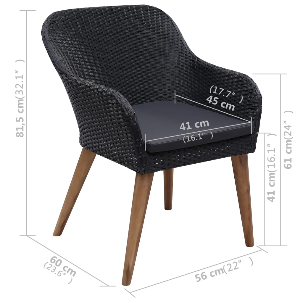 5 pcs conjunto de jantar para jardim castanho