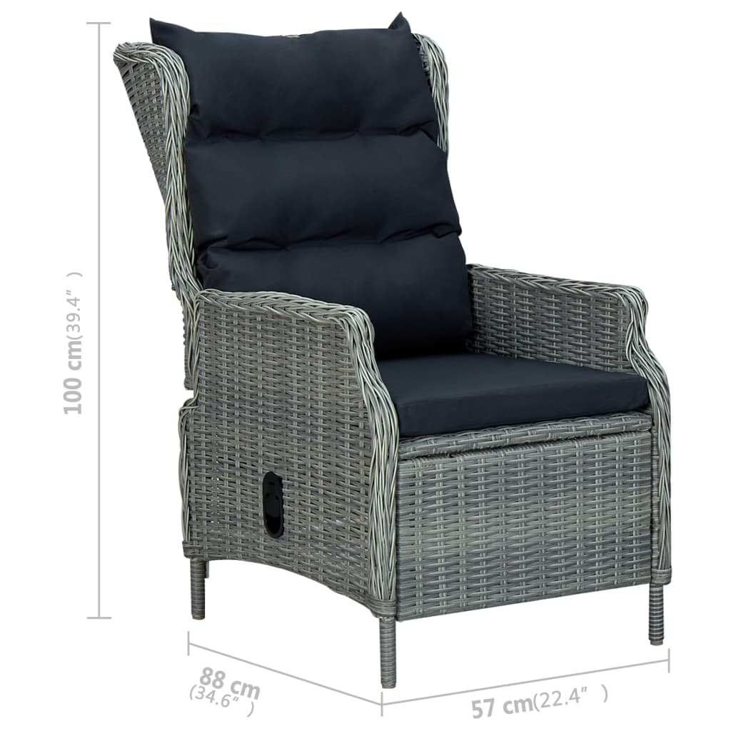 7 pcs conjunto de jantar para jardim cinzento-claro