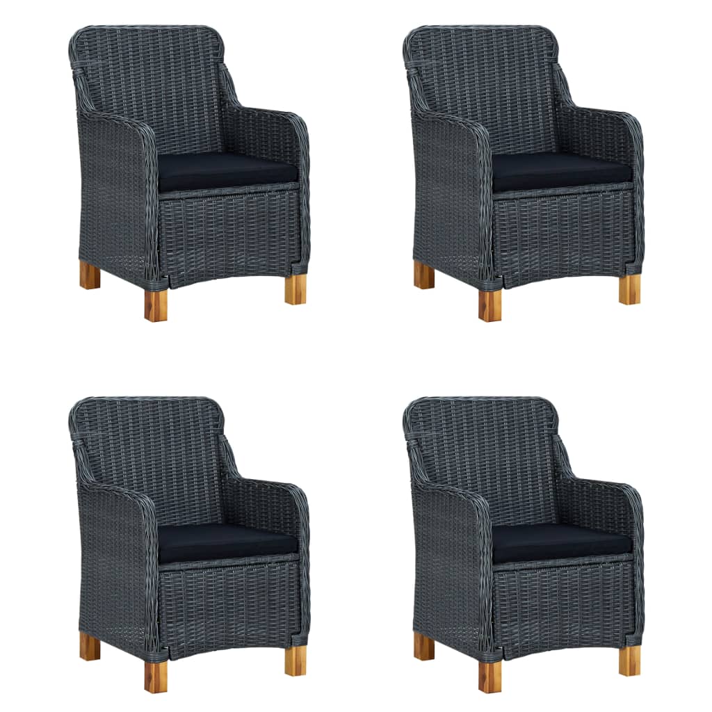 7 pcs conjunto de jantar para jardim cinzento-escuro