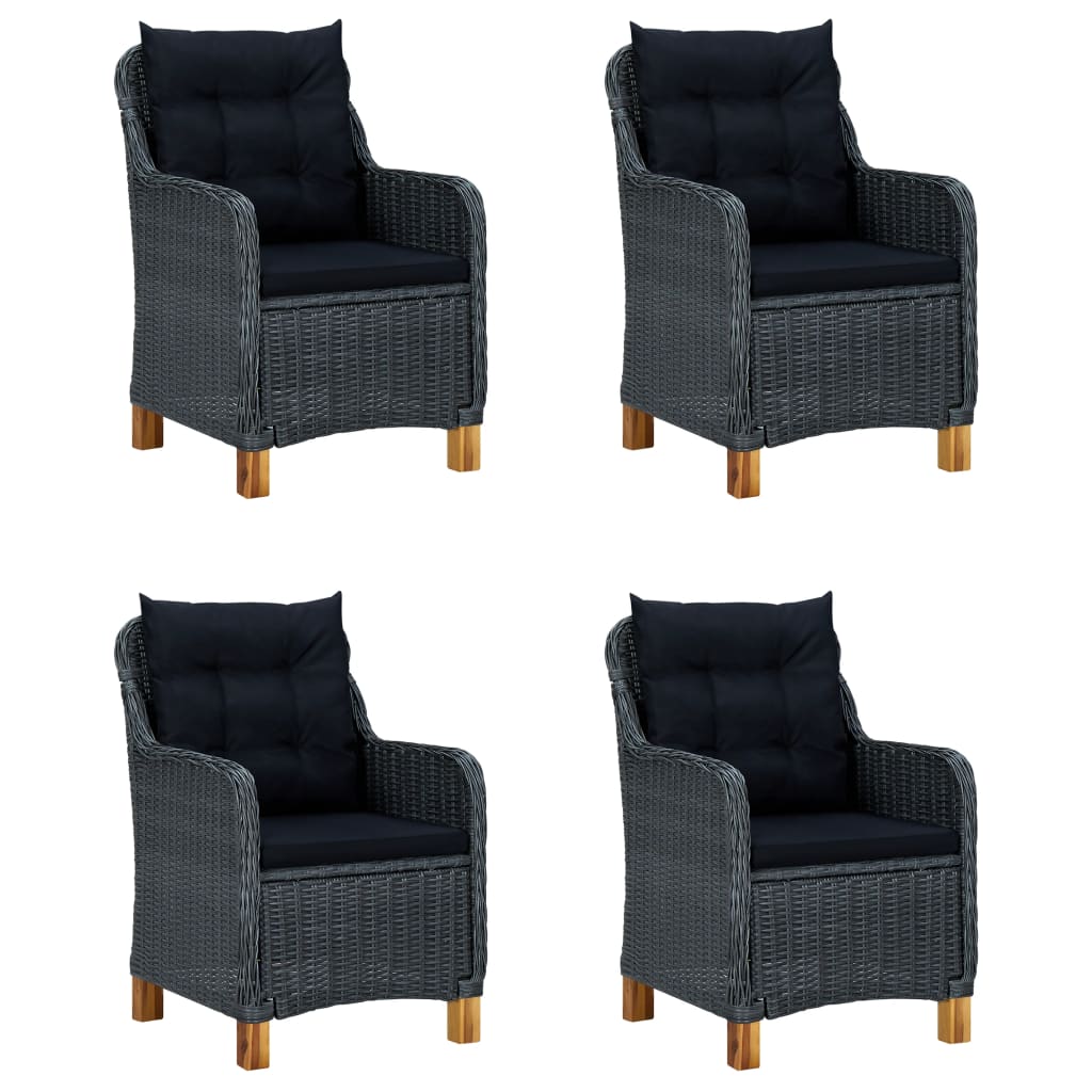 7 pcs conjunto de jantar para jardim cinzento-escuro