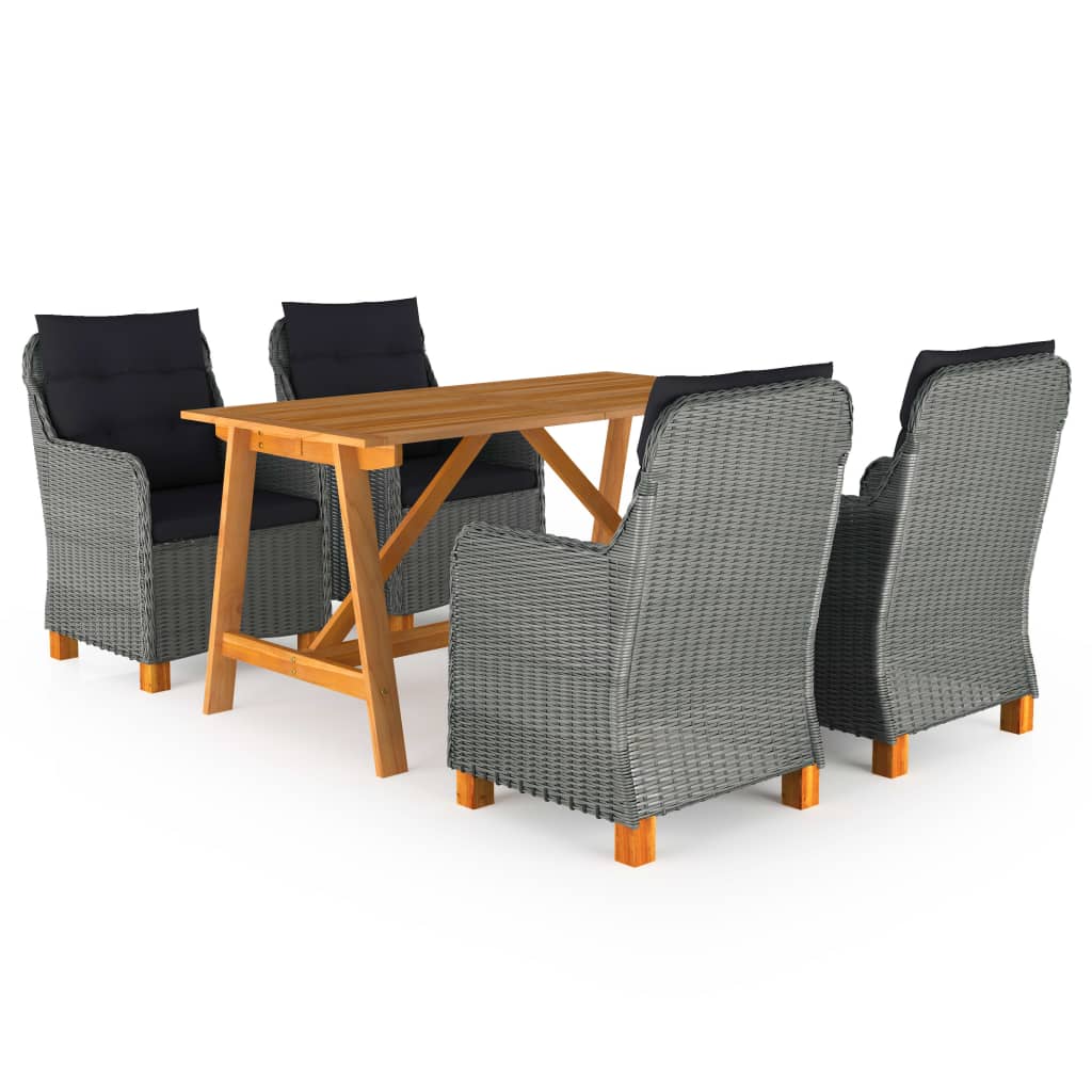 7 pcs conjunto de jantar para jardim cinzento-escuro