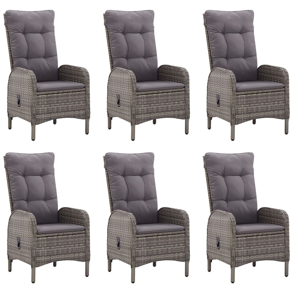 7 pcs conjunto de jantar para jardim cinzento