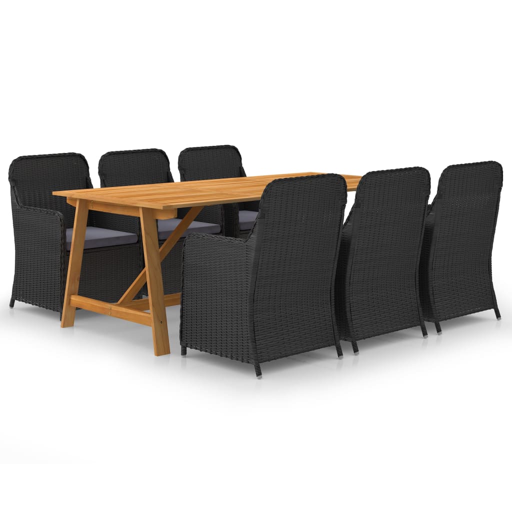 5 pcs conjunto de jantar para jardim castanho