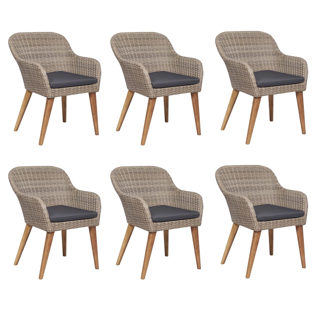 5 pcs conjunto de jantar para jardim castanho