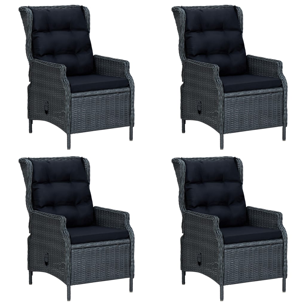 7 pcs conjunto de jantar para jardim cinzento-escuro