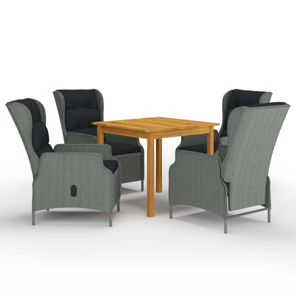 7 pcs conjunto de jantar para jardim cinzento-escuro