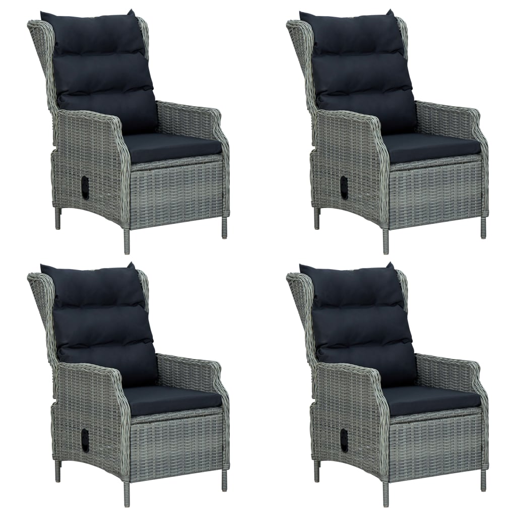 7 pcs conjunto de jantar para jardim cinzento-escuro