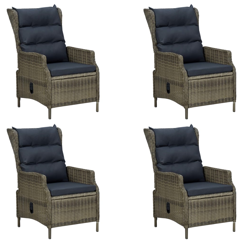 7 pcs conjunto de jantar para jardim cinzento-escuro