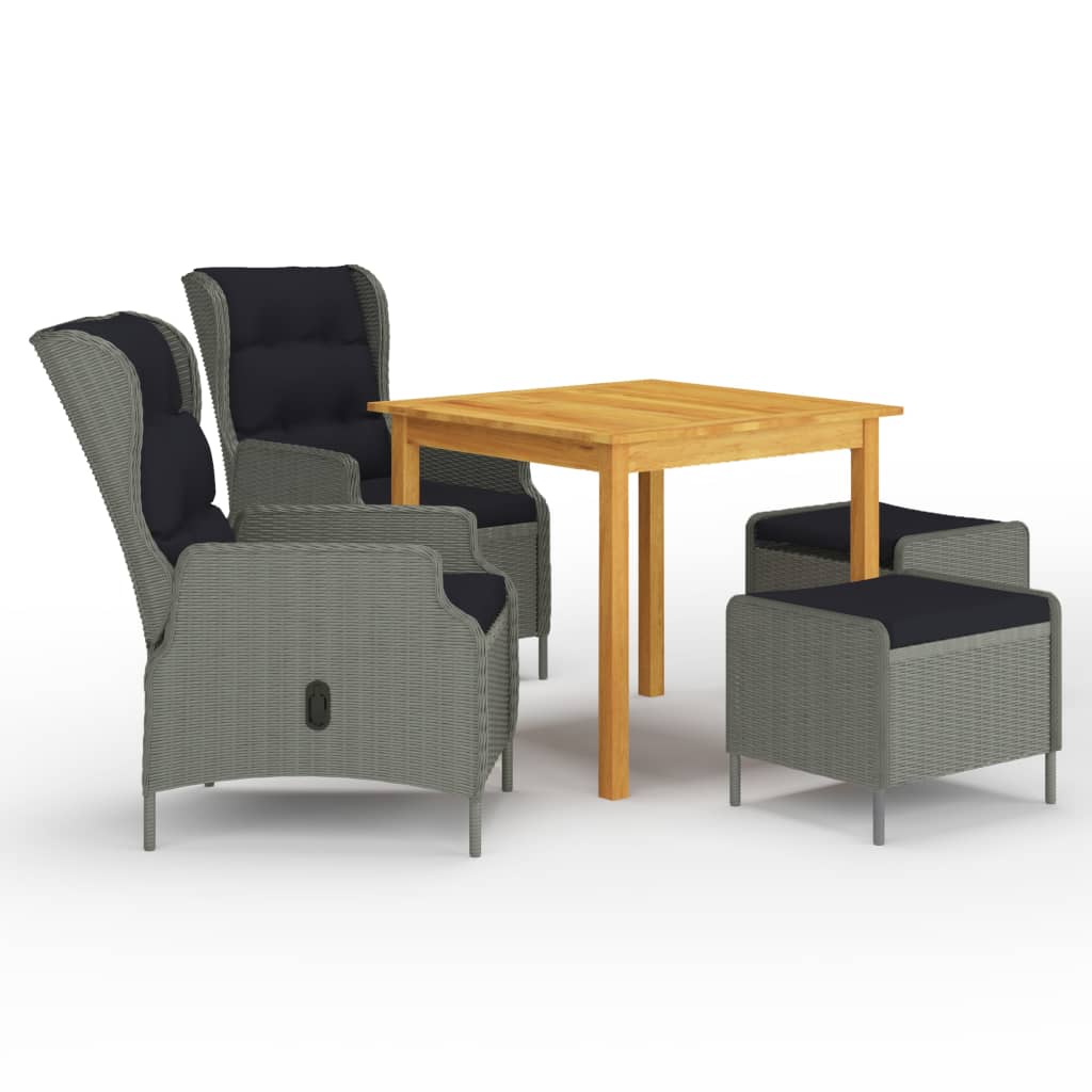 7 pcs conjunto de jantar para jardim cinzento-claro