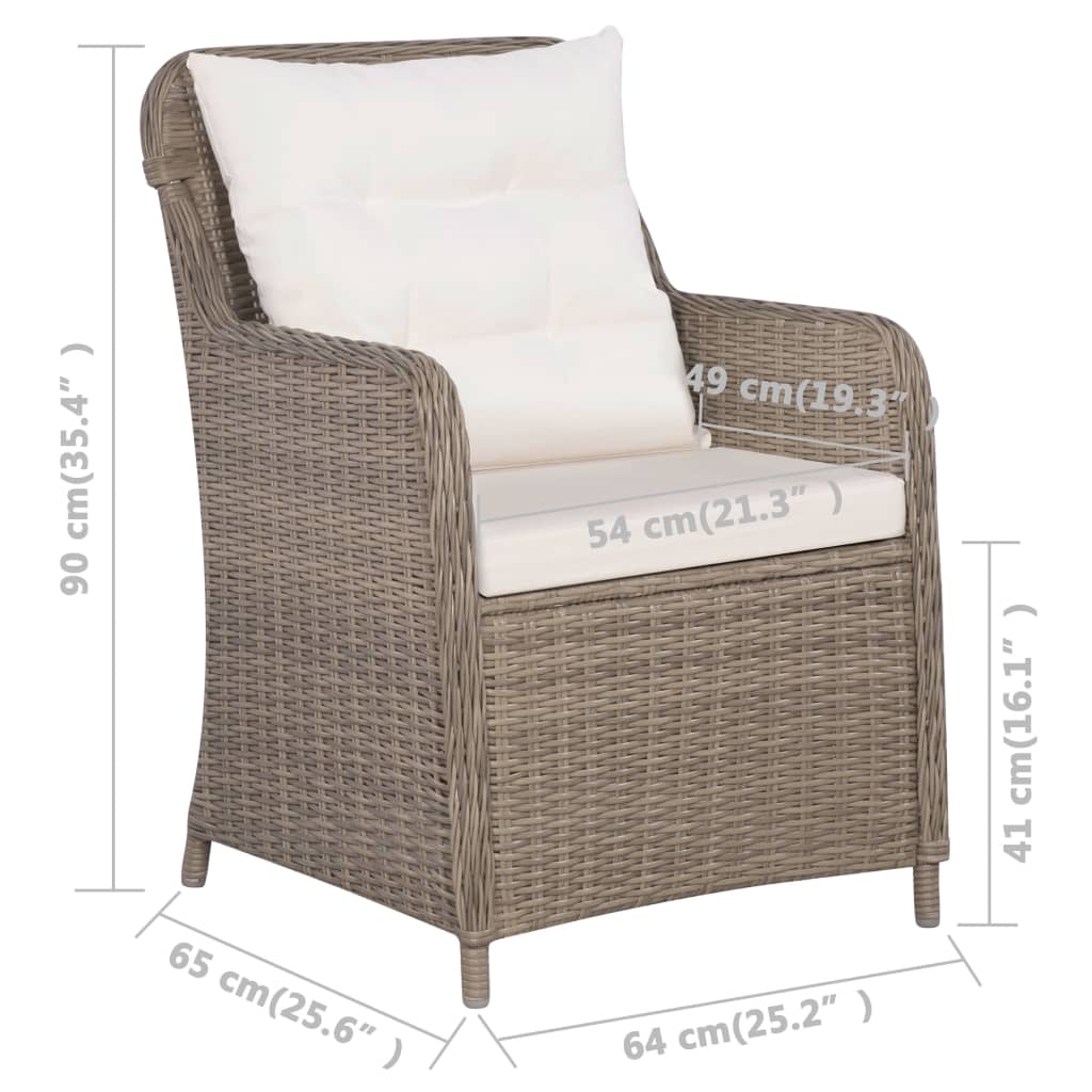 7 pcs conjunto de jantar para jardim castanho