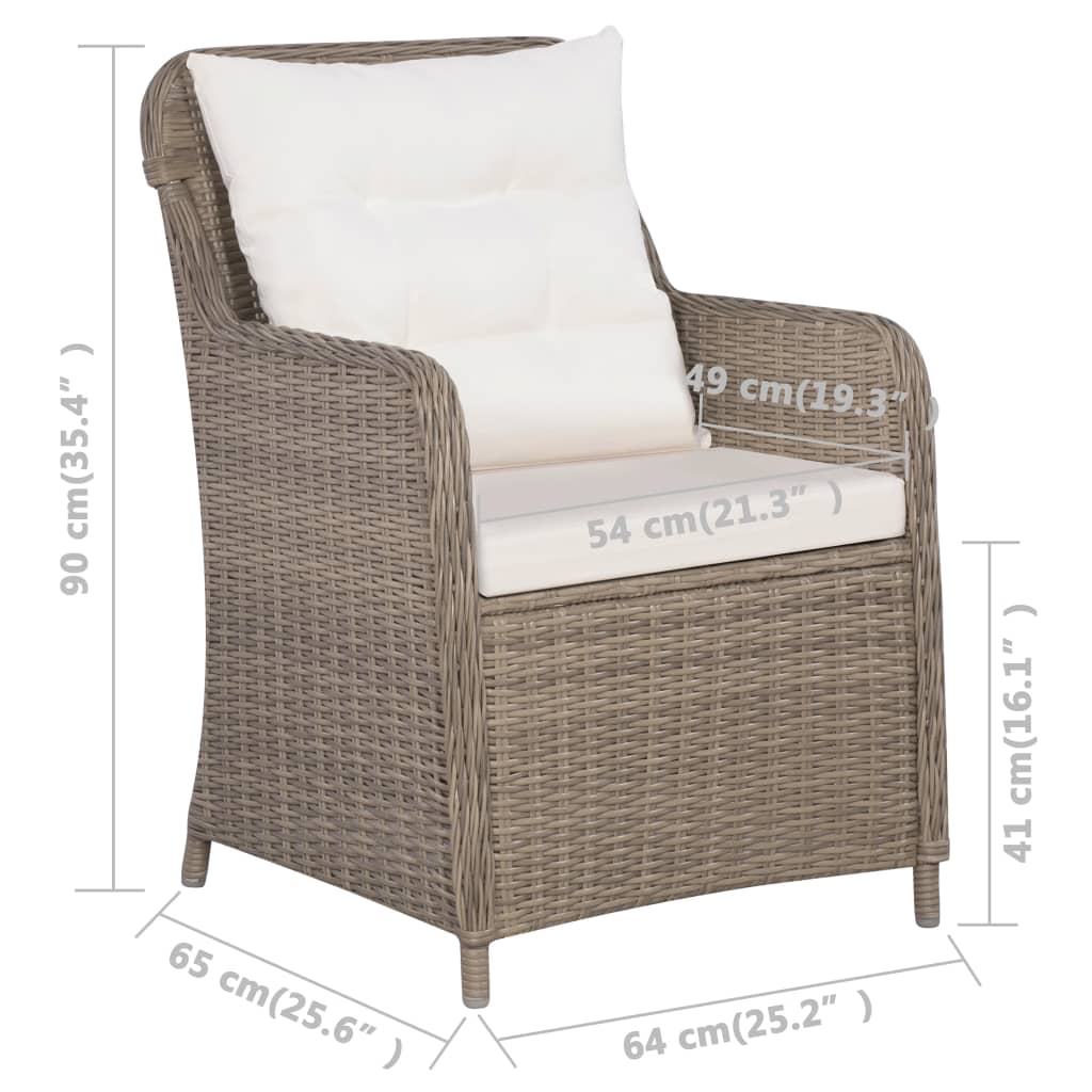 7 pcs conjunto de jantar para jardim castanho