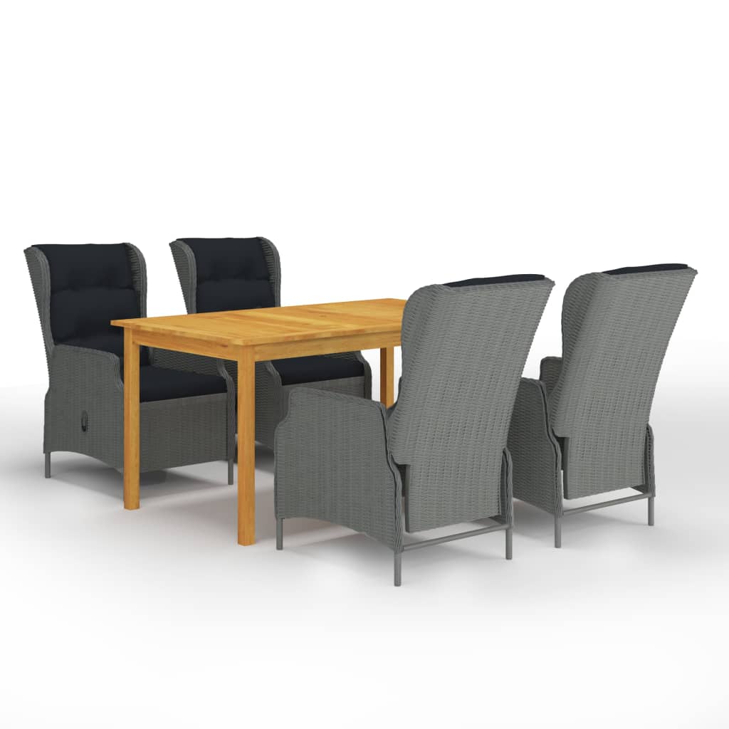 7 pcs conjunto de jantar para jardim cinzento-escuro