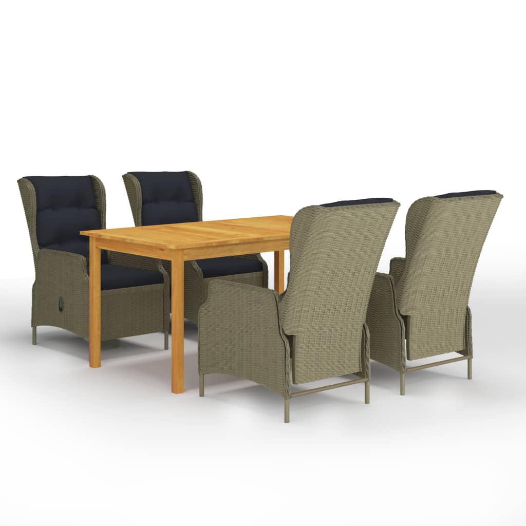 7 pcs conjunto de jantar para jardim cinzento-escuro