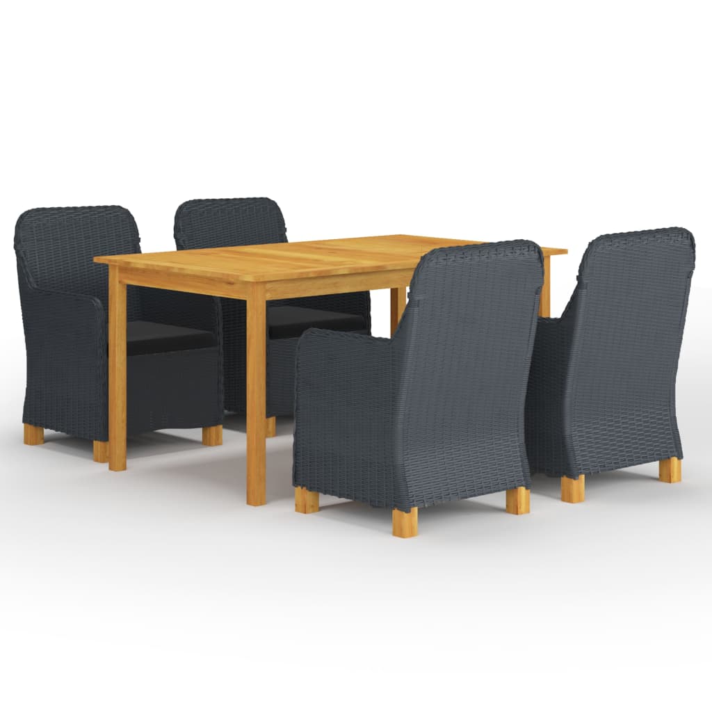 9 pcs conjunto de jantar para jardim cinzento-claro