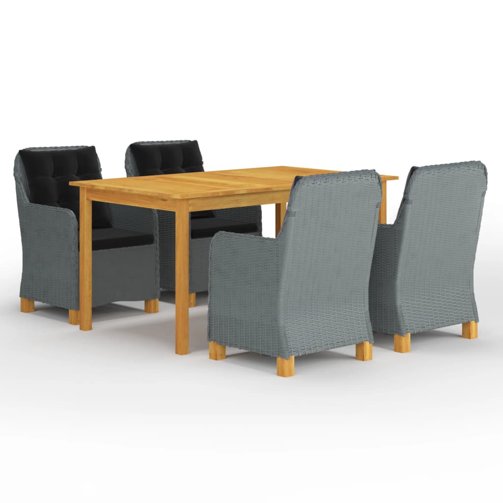 9 pcs conjunto de jantar para jardim cinzento-claro