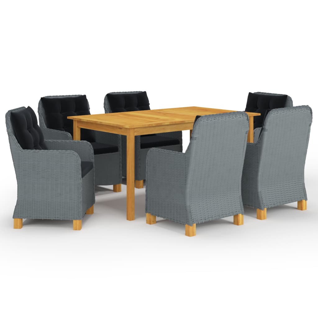 9 pcs conjunto de jantar para jardim cinzento-claro