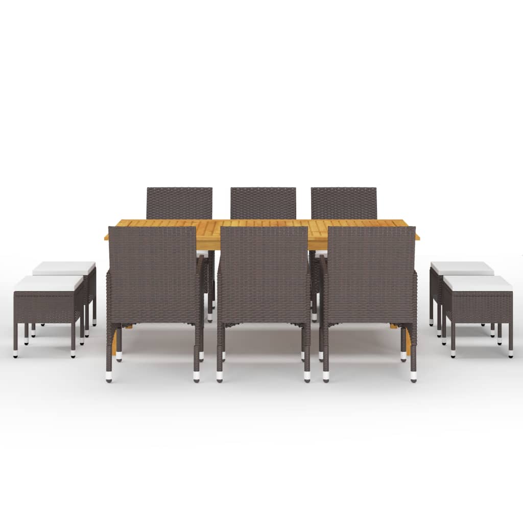 11 pcs conjunto de jantar para jardim bege