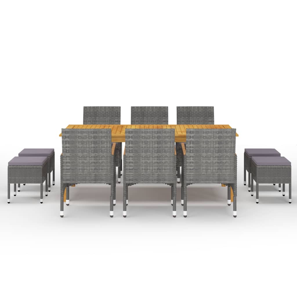 11 pcs conjunto de jantar para jardim cinzento