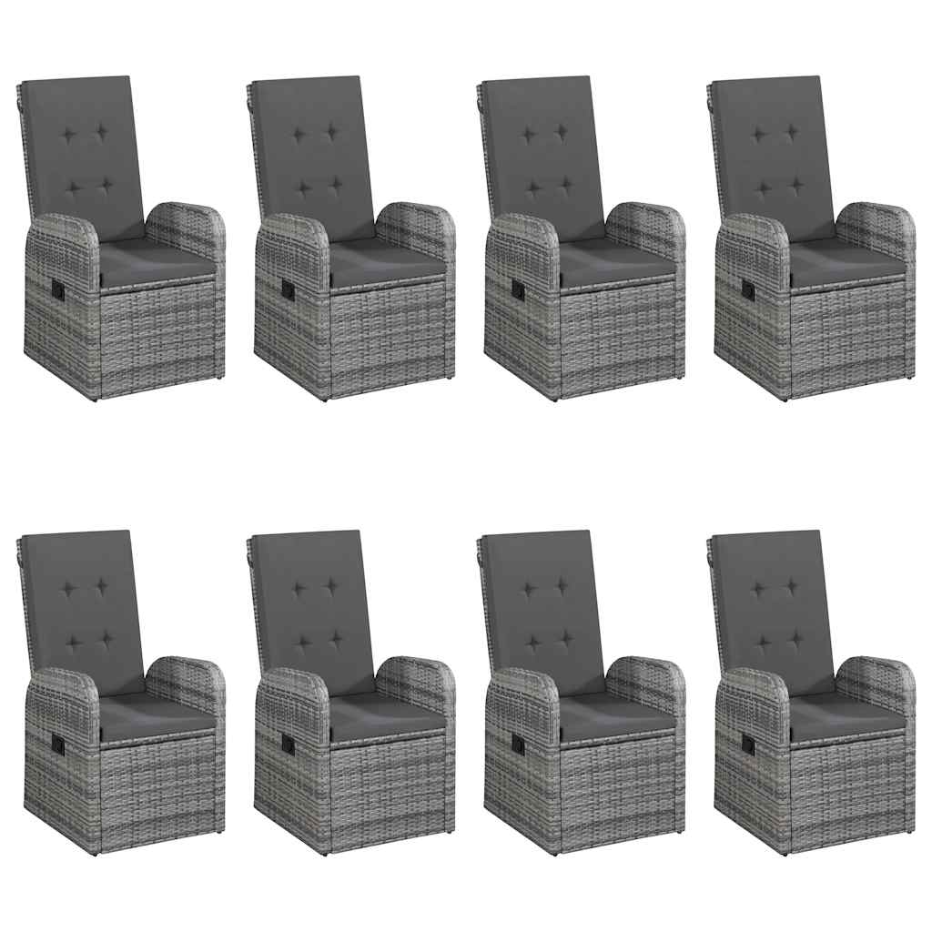 7 pcs conjunto de jantar de jardim cinzento