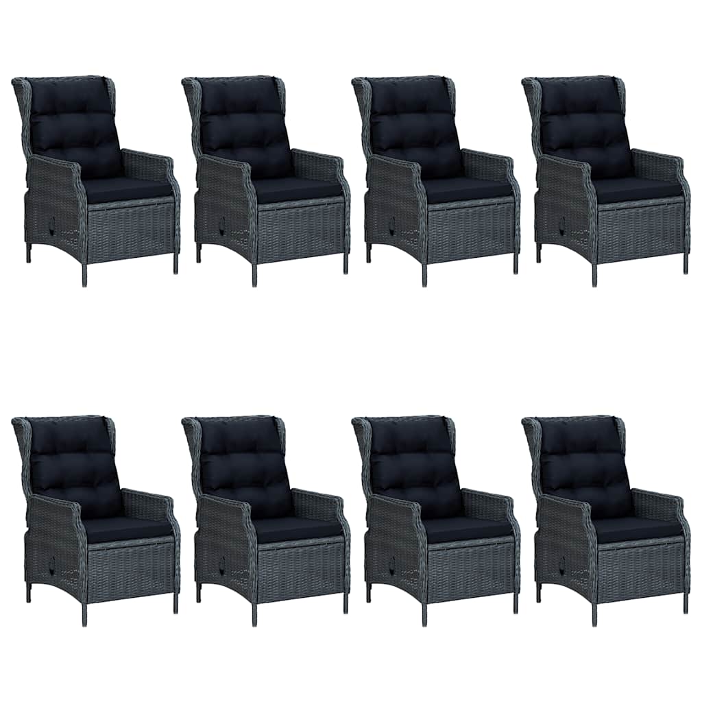 7 pcs conjunto de jantar para jardim cinzento-escuro