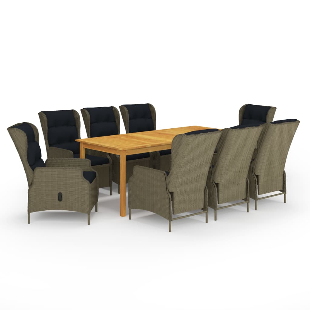 7 pcs conjunto de jantar para jardim cinzento-escuro