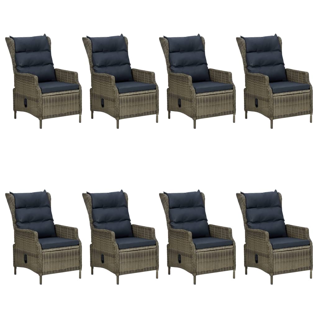 7 pcs conjunto de jantar para jardim cinzento-escuro