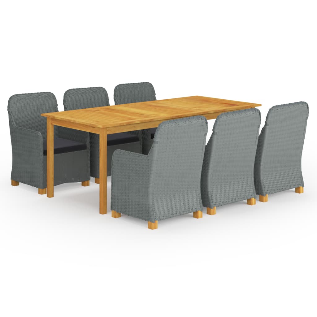 9 pcs conjunto de jantar para jardim cinzento-claro