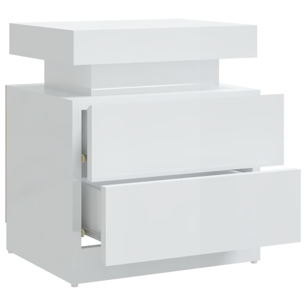 Mesa de cabeceira 45x35x52cm derivados madeira branco brilhante