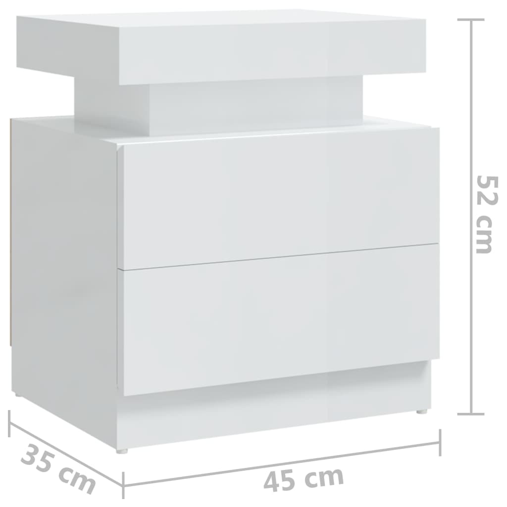Mesa de cabeceira 45x35x52cm derivados madeira branco brilhante