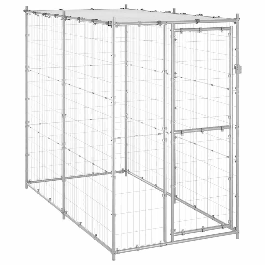 Canil de exterior com telhado 110x220x180 cm aço galvanizado