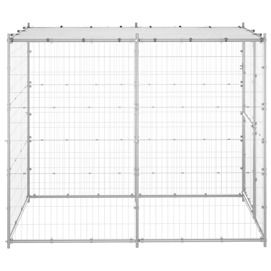 Canil de exterior com telhado 110x220x180 cm aço galvanizado