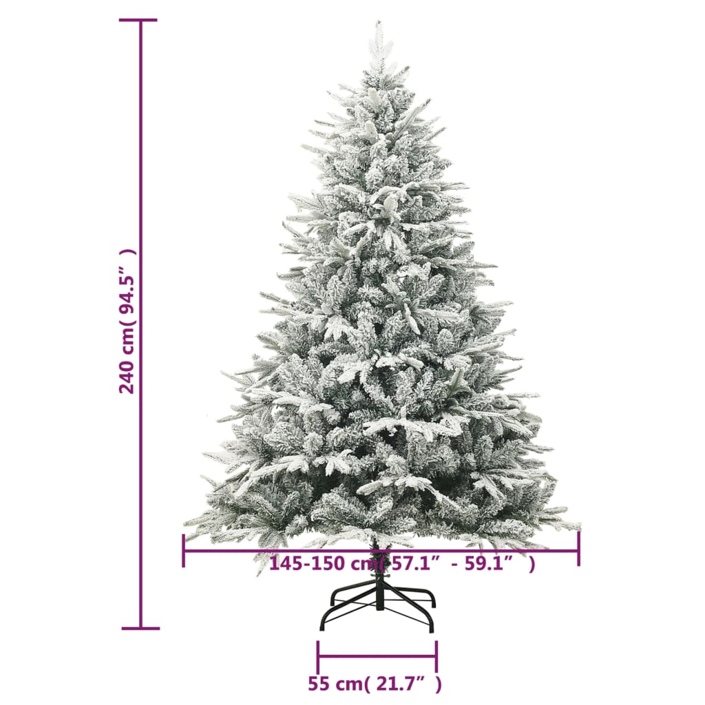 Árvore de Natal artificial com neve 240 cm PVC e PE verde