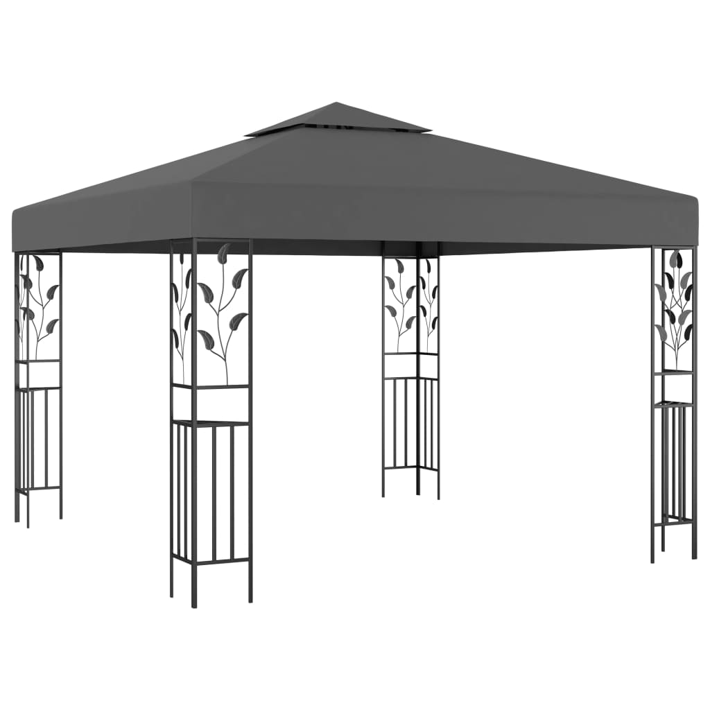 Gazebo com cordões de luzes LED 3x3 m antracite