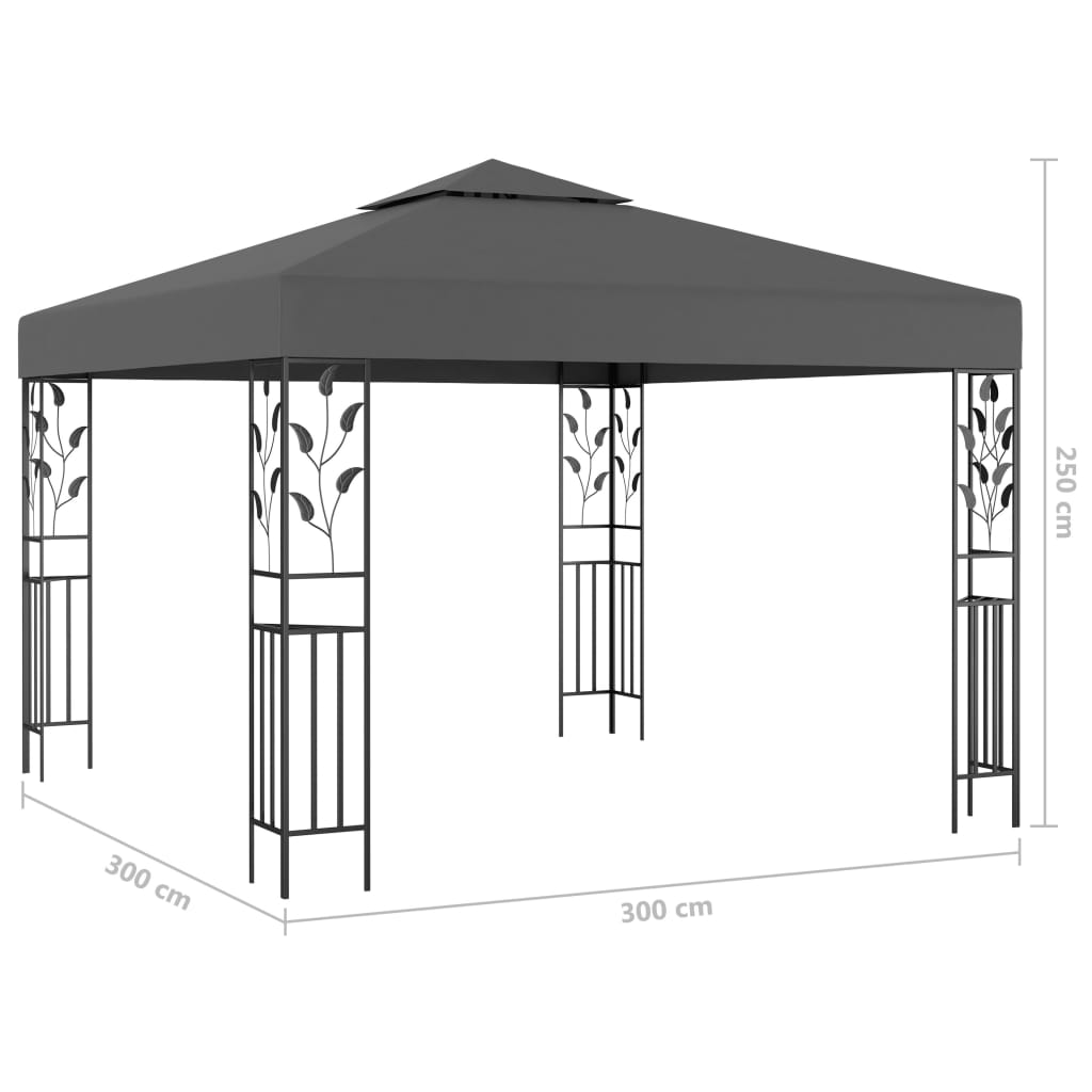 Gazebo com cordões de luzes LED 3x3 m antracite