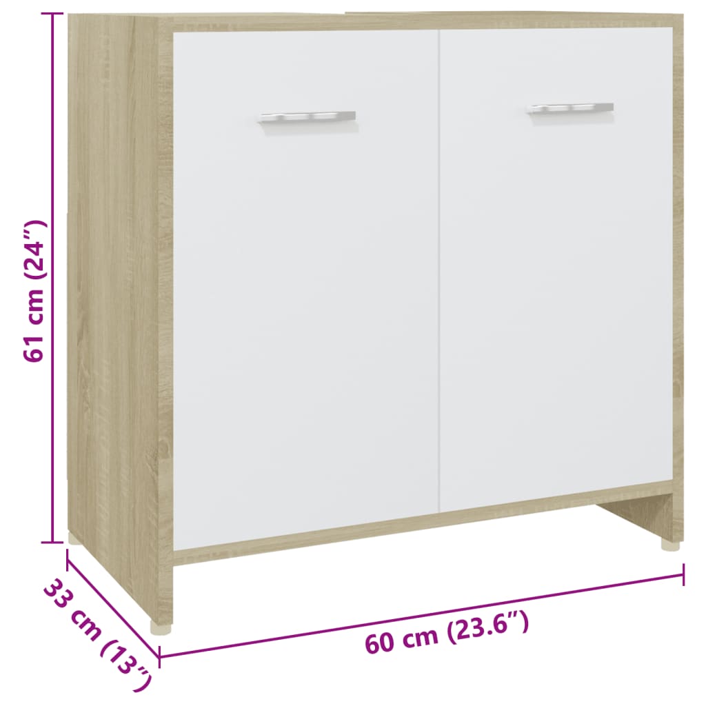 4 pcs conjunto de móveis de casa de banho branco brilhante