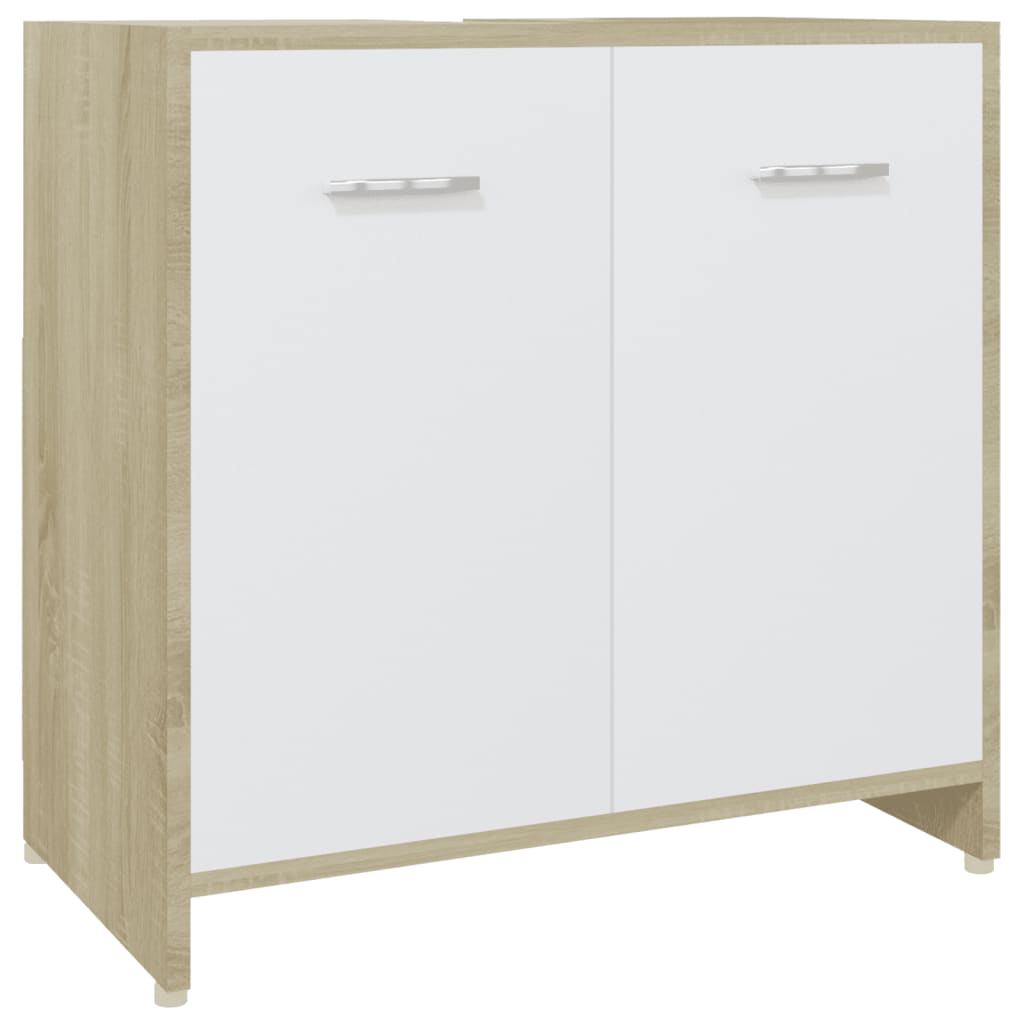 4 pcs conjunto de móveis de casa de banho branco brilhante