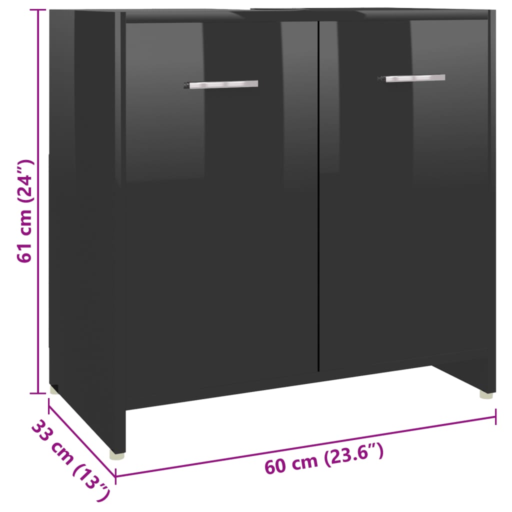 4 pcs conjunto de móveis de casa de banho branco brilhante