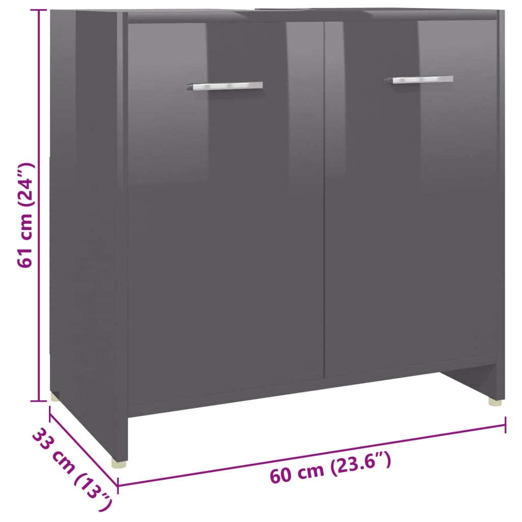 4 pcs conjunto de móveis de casa de banho branco brilhante