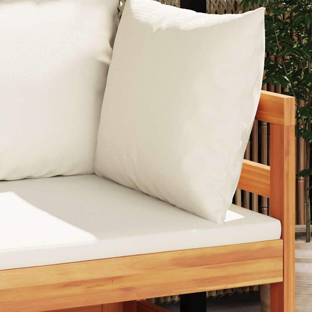 2 pcs conj. lounge de jardim c/ almofadões branco nata acácia