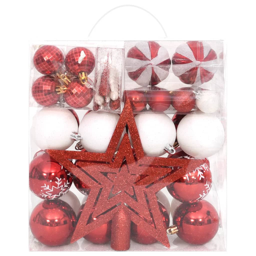 64 pcs conjunto de enfeites de Natal rosa/vermelho/branco